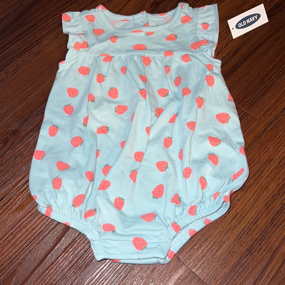 Baby romper with strawberries